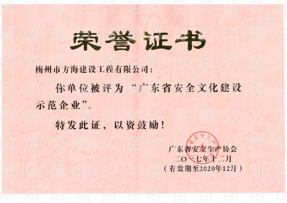 2017广东省安全文化建设示范企业