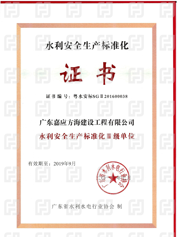 2016水利生产安全标准化II级单位